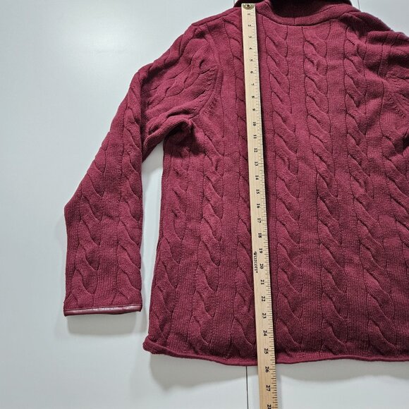 Talbots Cardigan Womens L Purple Plum LS Pockets Button Cable Knit Boho Mature - Picture 7 of 16